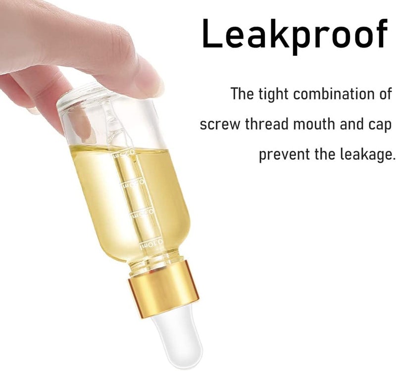 Bumobum Dropper Bottles 4oz, 12 Pack Clear Glass Eye Dropper Bottle for Essential Oils with Labels and Funnels, Tincture Bottles with Golden Top (Unbreakable Plastic Dropper with Measurements) - Image 4